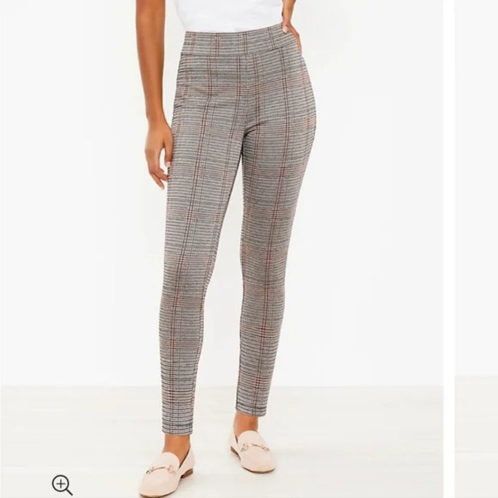 LOFT Plaid Ponte Leggings In A Trouser Pant Style Work Academia